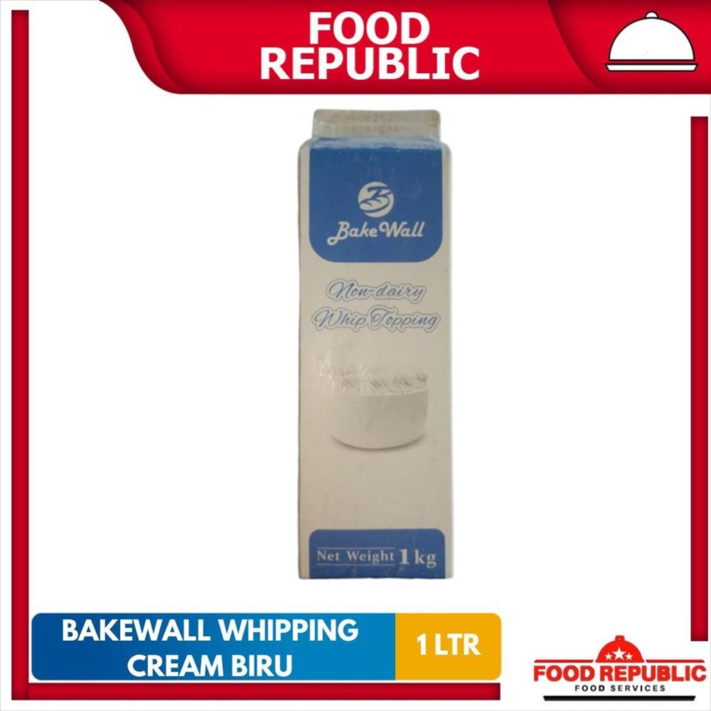 

Bake Wall biru Whipping Cream Non-Dairy 1 Ltr Whipping Topping Krim Nabati