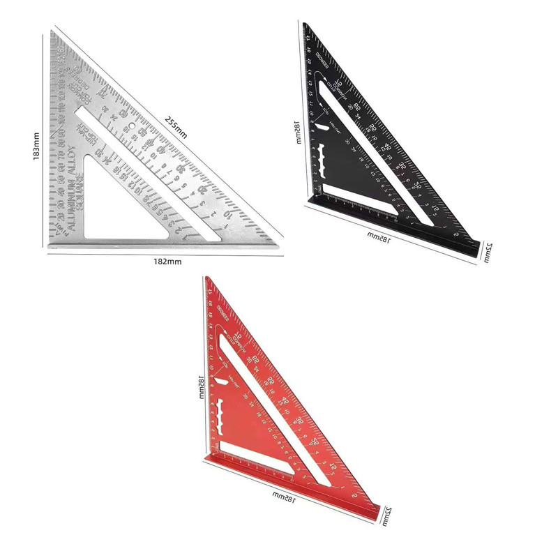

7“Woodworking Square Metric Triangle Ruler Made of Aluminium 90 Degree Thin Style Triangle Protractor for Carpenter Roofer