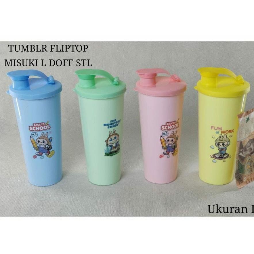 Wantong.Id - Tumbler Fliptop Misuki L Doff Botol Minum Fliptop Labubu Botol Minum Anak