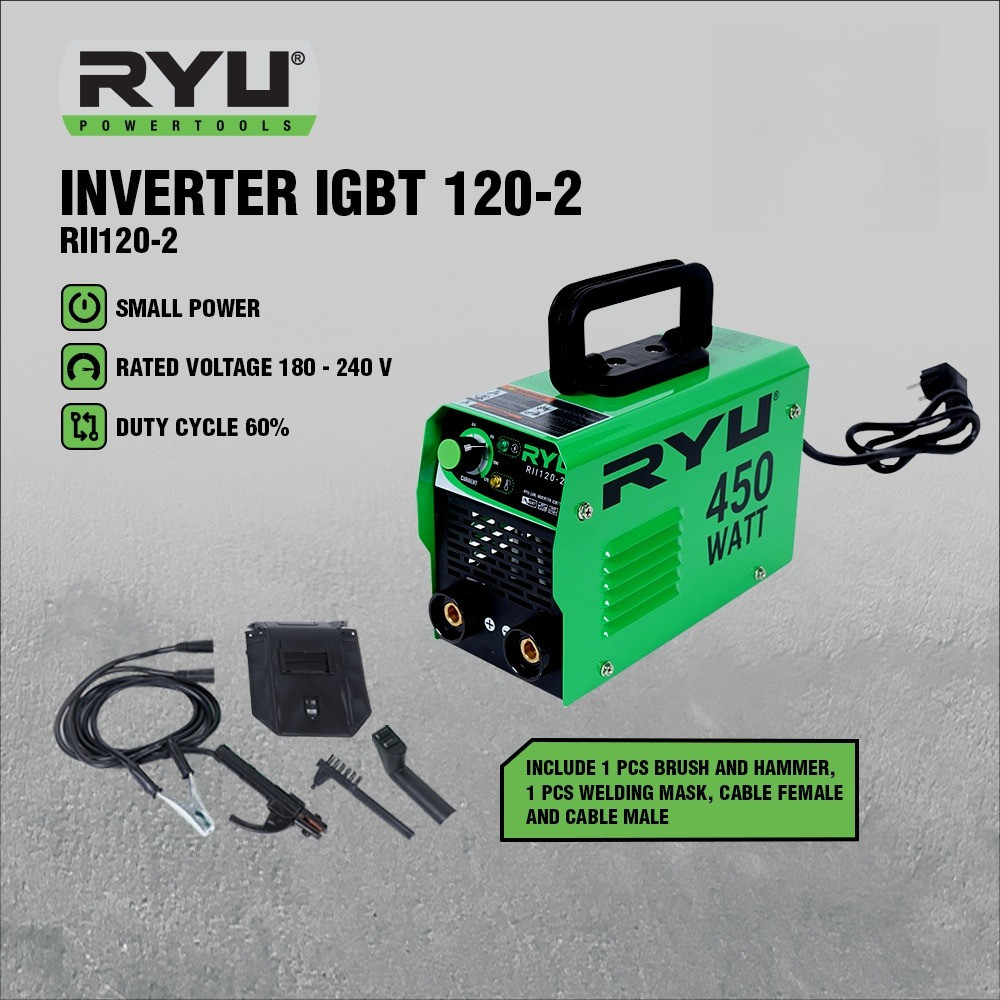 RYU Inverter Mesin Trafo Las Listrik Igbt RII 120-2 450W 450 Watt 450Watt Travo Welding Inverter