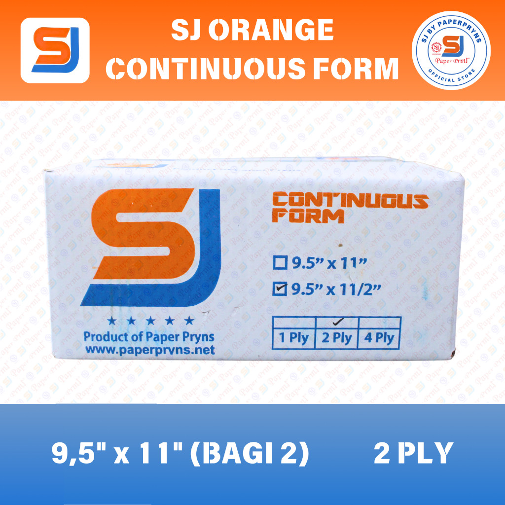 

SJ ORANGE Continuous Form 9,5" × 11/2" (BAGI 2) - 2 PLY - NCR Sheets