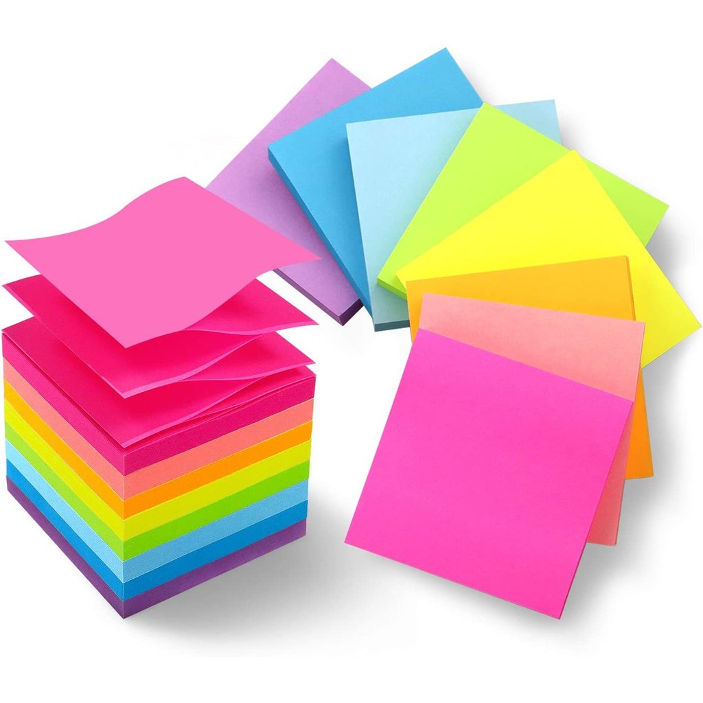

8 Pads Pop Up Sticky Notes 3x3 Refills Bright Colors Self-Stick Notes Pads Super Adhesive Sticky Notes Great Value Pack