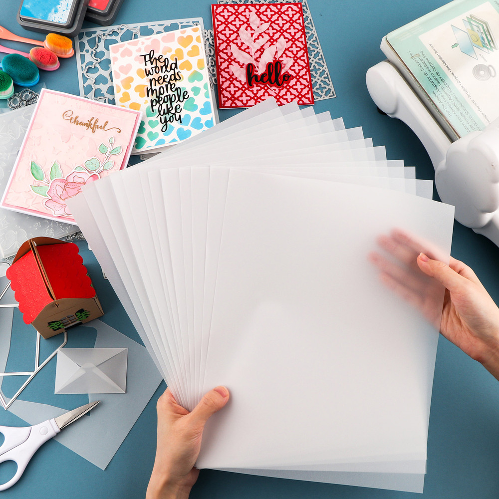 

30pcs/set Frosted Smooth Vellum Paper Sheets for DIY Scrapbooking Heat Resistant Translucent Vallum Stamp Embossing Crafts Paper