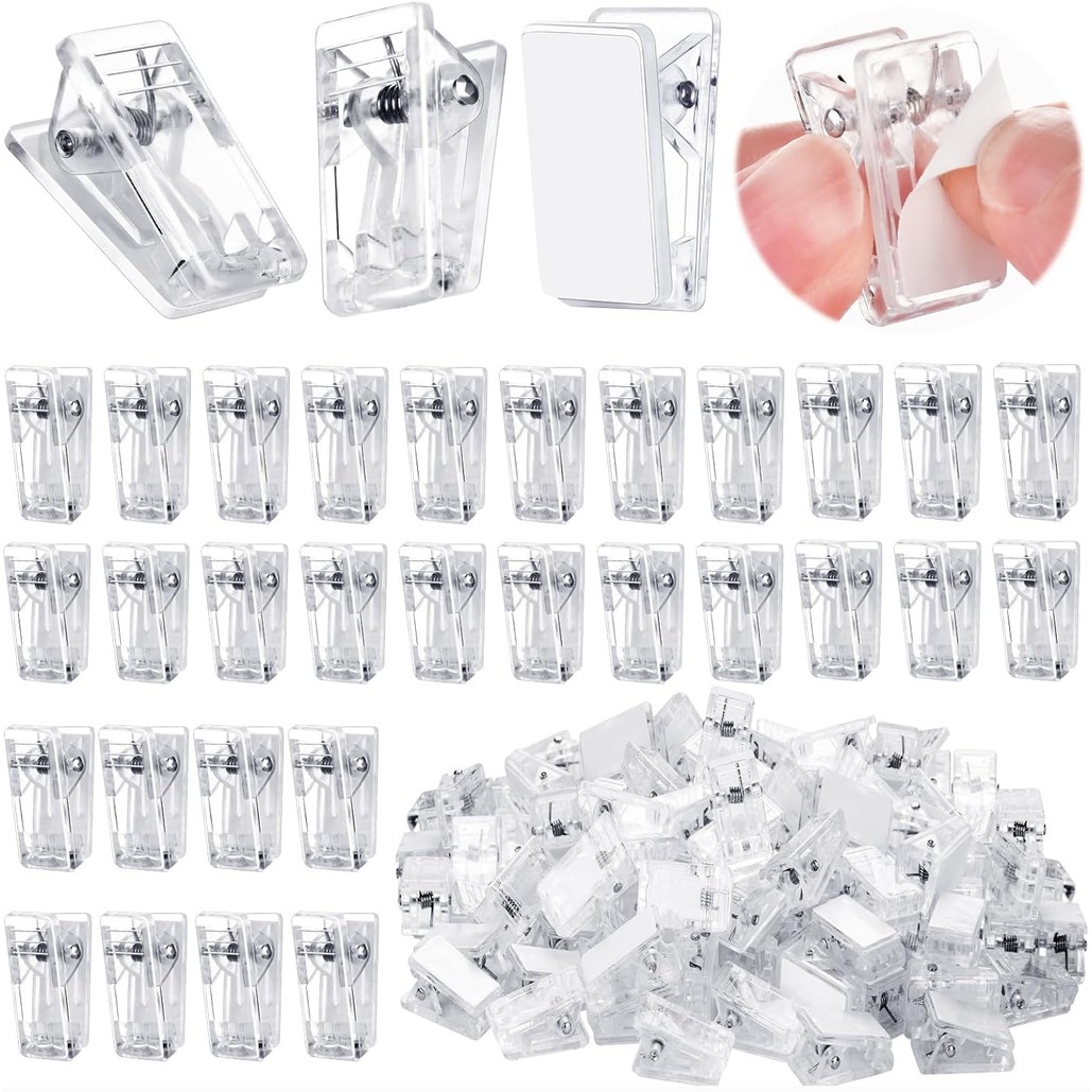 

10/20/30Pcs Self-Adhesive Clips Plastic Clear Wall Clips Sticky Hanging Photo Clips Poster Clips for Office Home Poster Photo