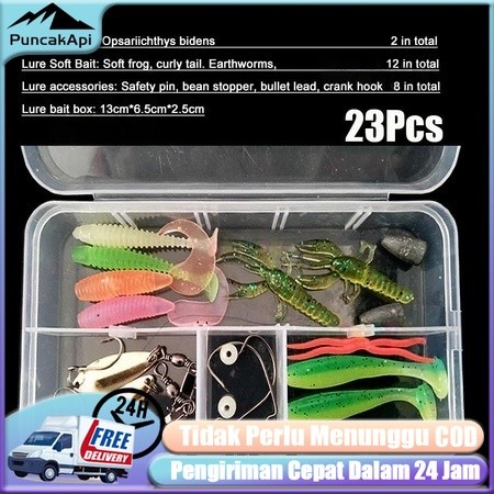 23Pcs Soft Lure 1set Soft Bait Fishing Lure Umpan Pancing Gabus Umpan Lembut Soft Lure Casting Umpan