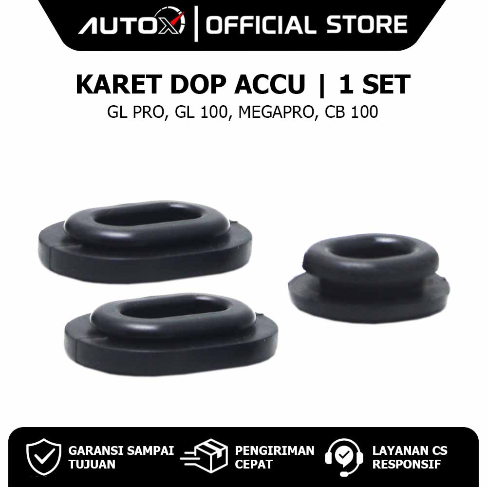 Karet Dop Accu GL Pro 100 & MegaPro & CB Body Bodi Tutup Aki Grommet Set Komplit Hitam