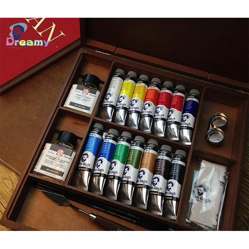 

Excellent Diffusion Van Gogh Oil Color Paint 10x40ml 14x40ml Tubes + Accessories, Wooden Box Set. High Level Of Pigmentation For