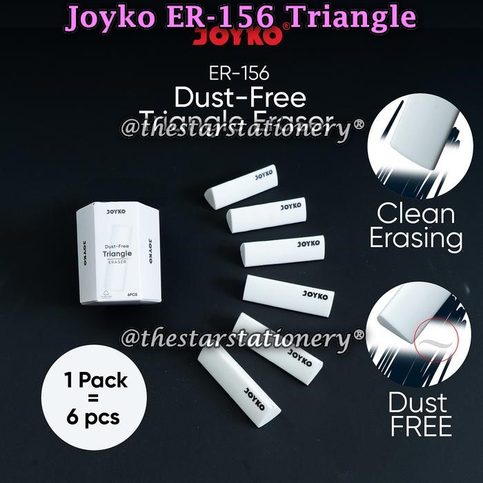 

(1 Set Isi 6 Pcs) GROSIR Penghapus JOYKO ER-156 Triangle White / JOYKO Penghapus Eraser (1 Set/6)