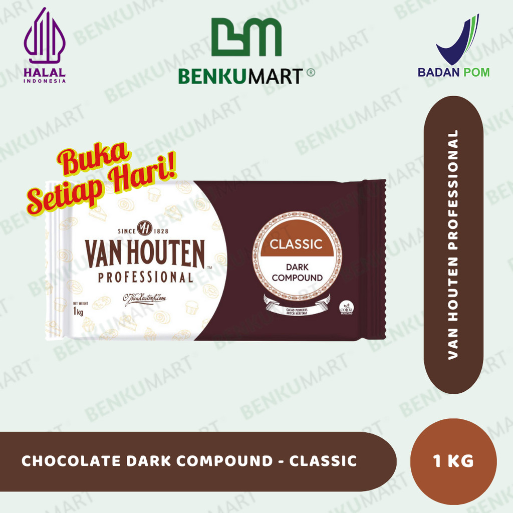 

Van Houten Dark Compound Classic Block (1 Kg) | Coklat Batang Van Houten Professional