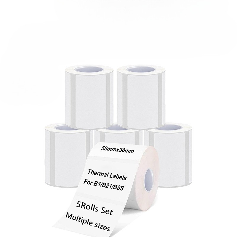 

Niimbot B1 B21 Label Paper 5Rolls Pure White Thermal Self-Adhesive Stickers Tag Price Anti-Oil Waterproof Tear-Resistant Labels