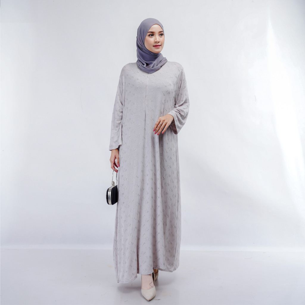 Dress Gamis Motif Bunga Muslimah Bahan Katun Jersey Premium Kekinian