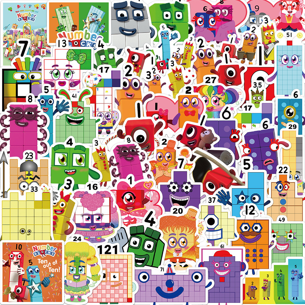 

50pc Not Repeating No. Block Waterproof Stickers Party Decoration Gift For Kids DIY Graffiti Stickers