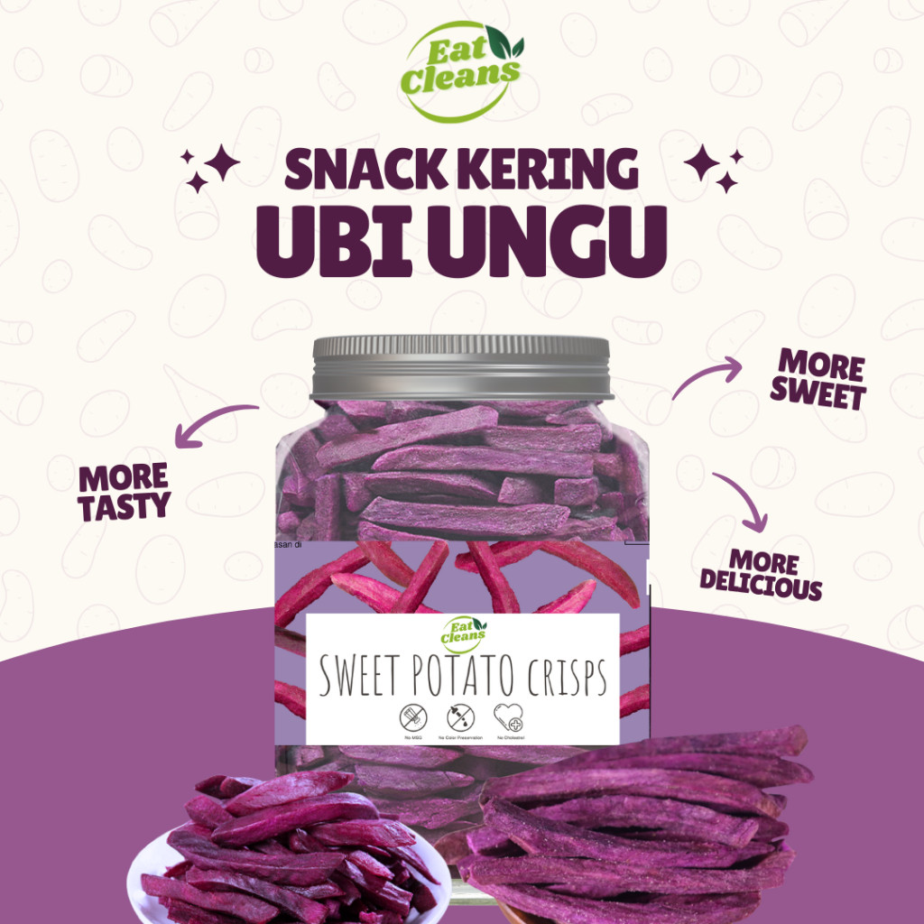 

Keripik Ubi Ungu Premium - Dried Purple Sweet Potato - Cemilan Sehat Kripik Ubi Ungu Renyah - Cemilan Diet rendah Kalori - Makanan Ringan
