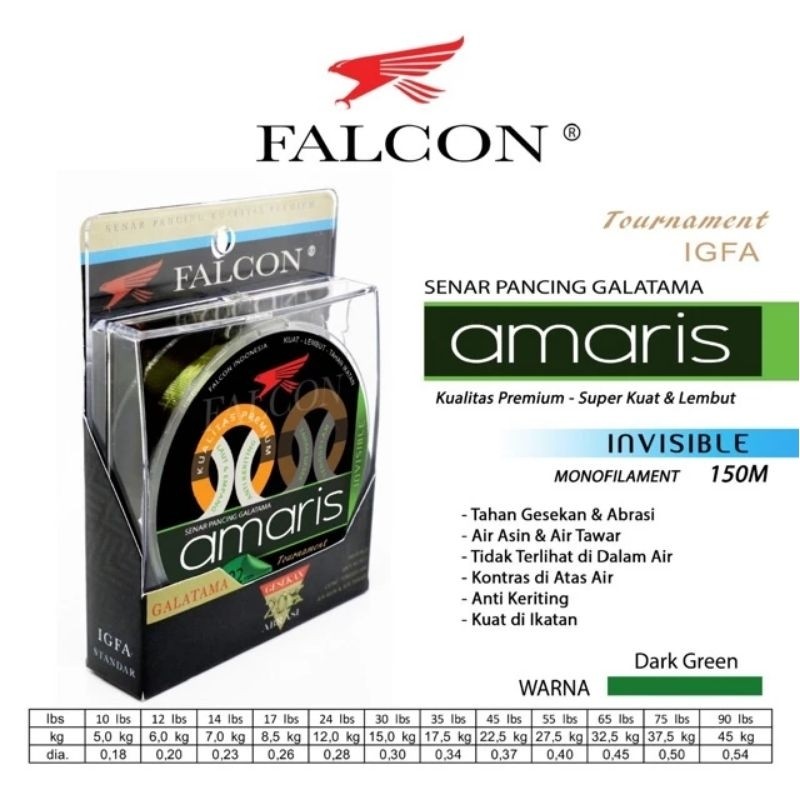 SENAR FALCON AMARIS 150 METER SENAR PANCING NILON GALATAMA DAN GALAPUNG