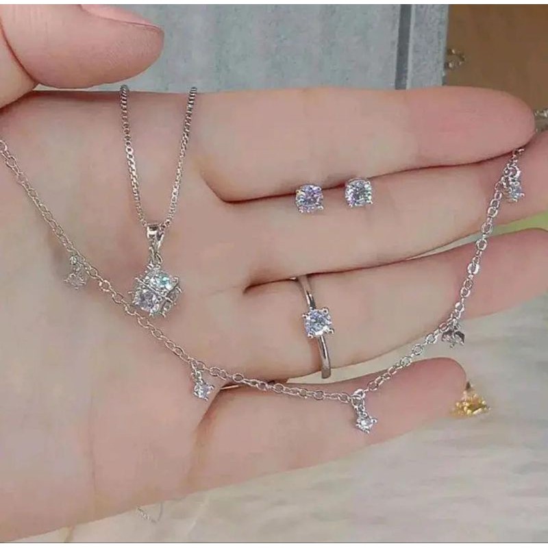 COD Set Perhiasan RUMBAY SILVER TITANIUM Wanita Dewasa Awet