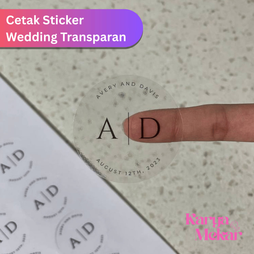 

Sticker Transparan Souvenir Bulat Stiker Wedding Pernikahan Lingkaran Minimalis WT