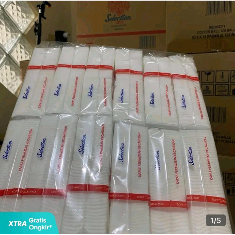 (12 PCS) KAPAS + KARDUS Selection Facial Cotton 35 gr Kapas Murah Peralatan Pembersih Wajah Kotoran 