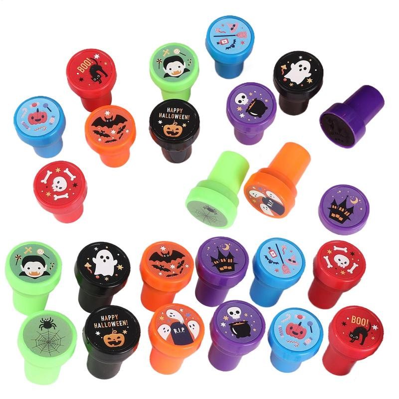 

Halloween Ink Stamps Halloween Assorted Self-Ink Stamp 24 Pieces Stamp Set Trick Or Treat Cute Party Favors Spooky Cartoon Game