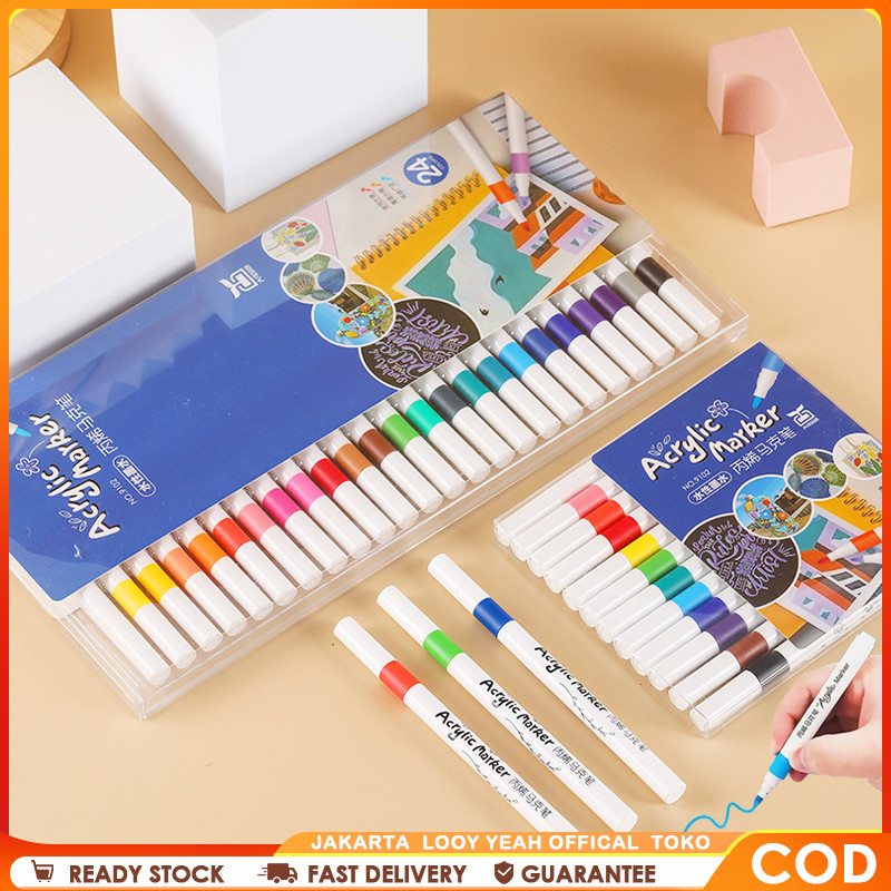 

Acrylic Marker Set Spidol Akrilik DIY Painting Spidol Pastel Pulpen Highlight Drawing Warna 12/24/36/48/60/80 Warna