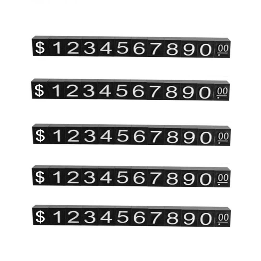 

5 Sets Combined Price Tag Euro Dollar Number Digit Cubes Stick For Clothes Phone Laptop Jewelry Showcase Counter Price Display