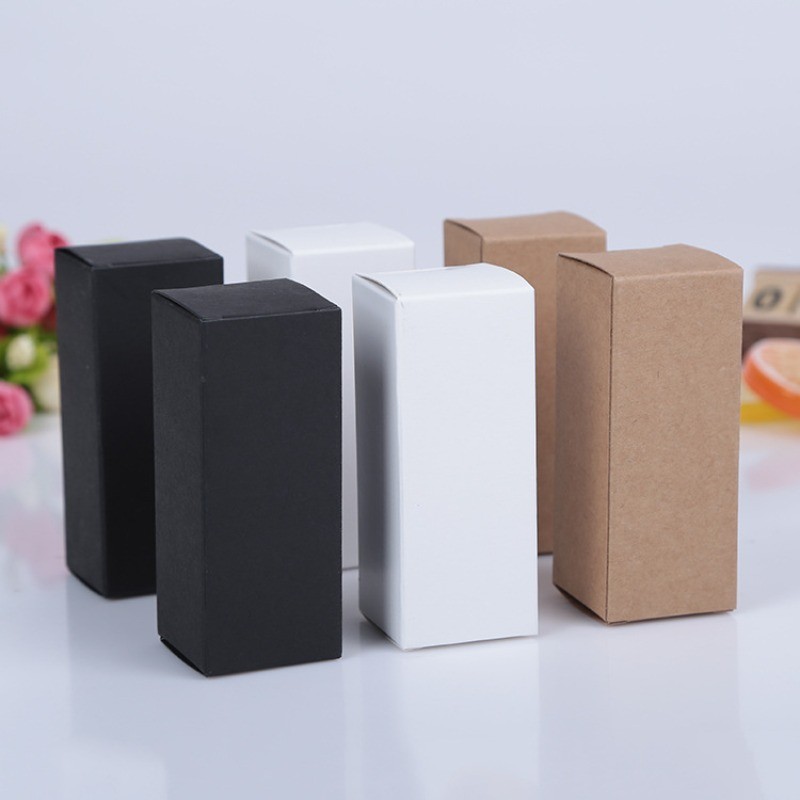 

50pcs White Black Kraft Paper Tube Cardboard Boxes Essential oil bottle packaging box Blank Cosmetic Storage Box