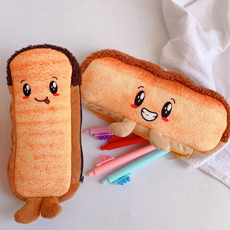 

1PC Toasted Bread Pencil Case, Student Cute Pencil Box, Children's Stationery Storage Bag, School Supplies