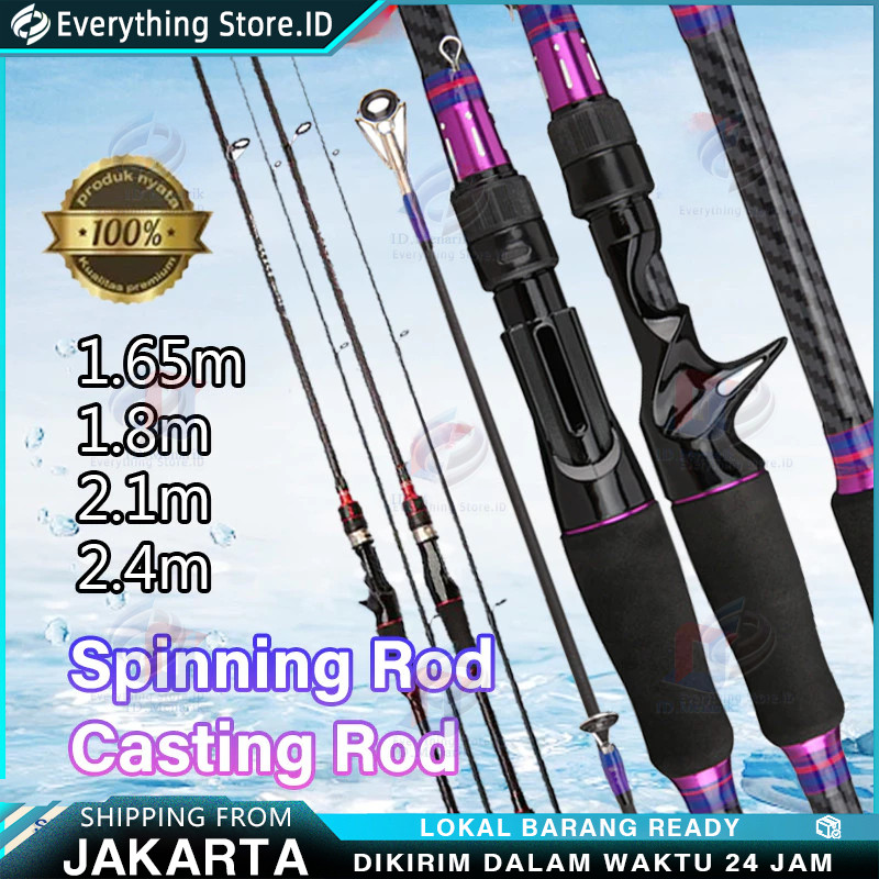 Joran Pancing Carbon Fiber 2 Bagian Tongkat Pancing Spinning Casting UL Power Untuk Air Tawar Dan La