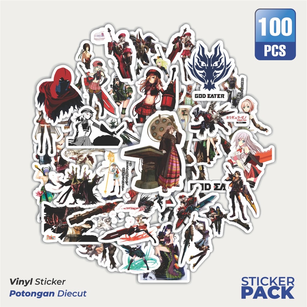 

100 PCS STIKER Stiker Game Series God Eater Karakter Mix 2 Waterproof Aesthetic- Untuk Laptop, Motor, dan Helm - Paper Stationery Pack