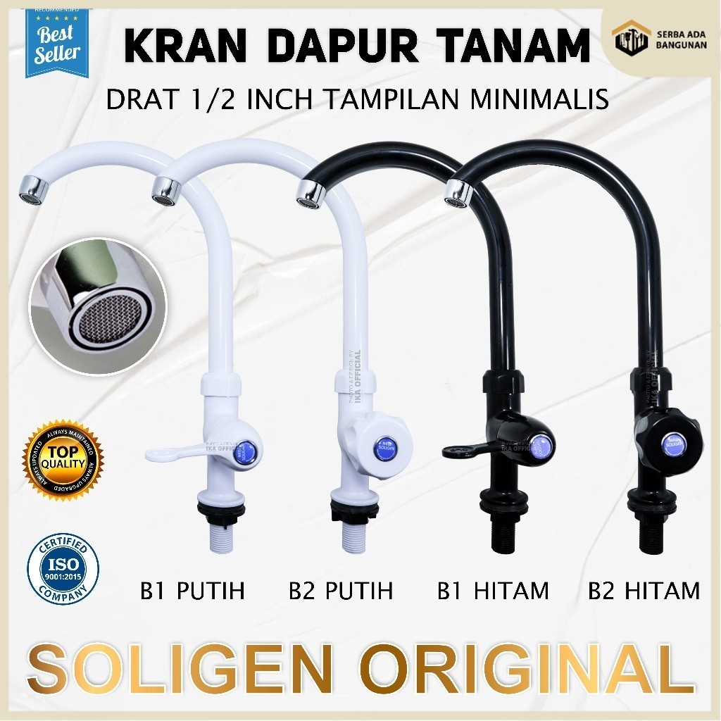SAB Kran Angsa Tanam PVC New Soligen Isco Keran Air Cuci Piring Sink Dapur Tancap Putih B1 B2 Kran /