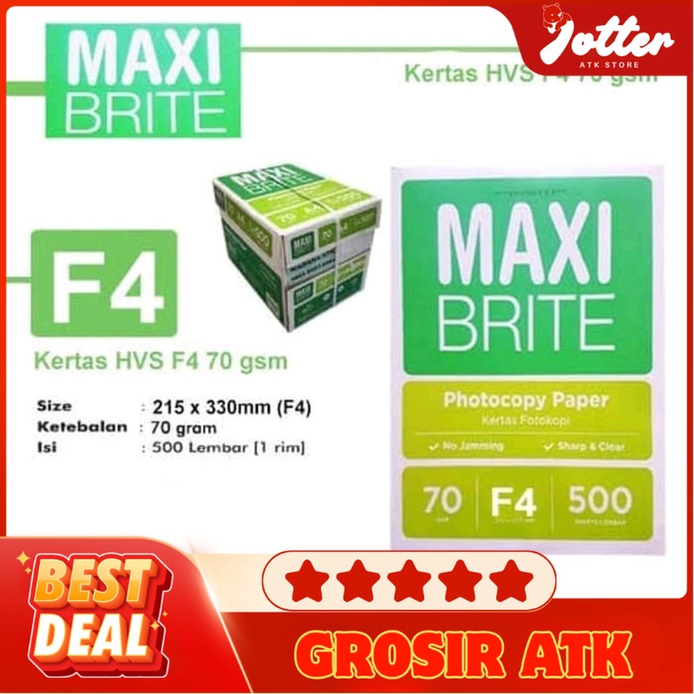 

(1 RIM) KERTAS HVS 70 F4 MAXI BRITE-- ANG | Jotter Grosir ATK