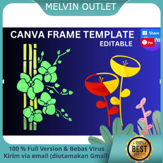 Botanical Flowers Canva Frame Template - Canva | Template | Frame | Edit