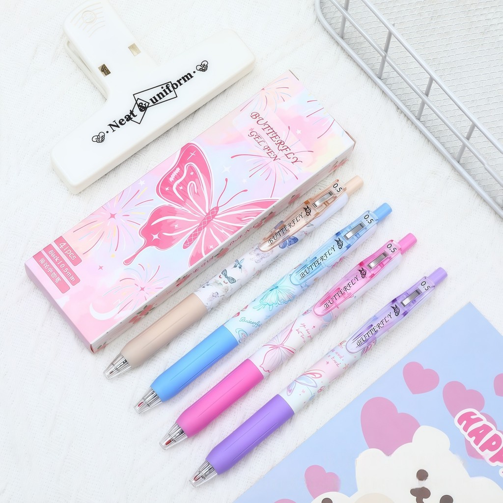 

4pcs New Sanrio Butterfly Series Limited Gel Pen Cartoon Quick-drying Pen Black 0.5mm Student Stationery Office Supplies
