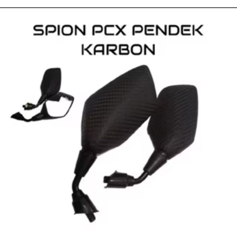 kaca spion standar PCX gagang pendek karbon dan hitam universal PCX