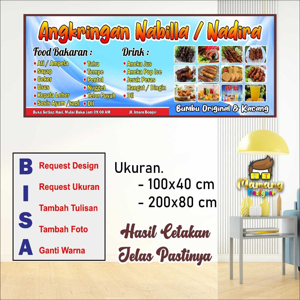 backdrop Custom MMT Spanduk Banner Angkringan Warung atau Sosis Bakar Bagus bb