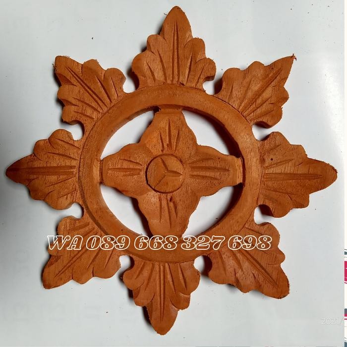 Ornamen Ukiran Tempel Cemara Lingkar 15 X 15 Kayu Mahoni Asli Jepara - IRK