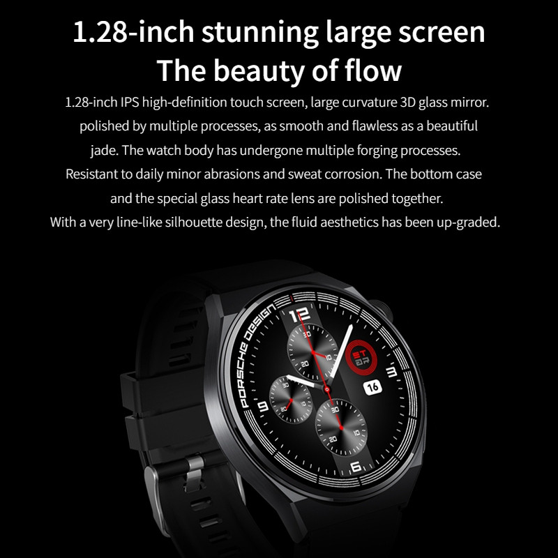 JAMIN MURAH !!!Smartwatch GT8 Porsche Design jam tangan pintar layar bulat definisi tinggi NFC Pangg