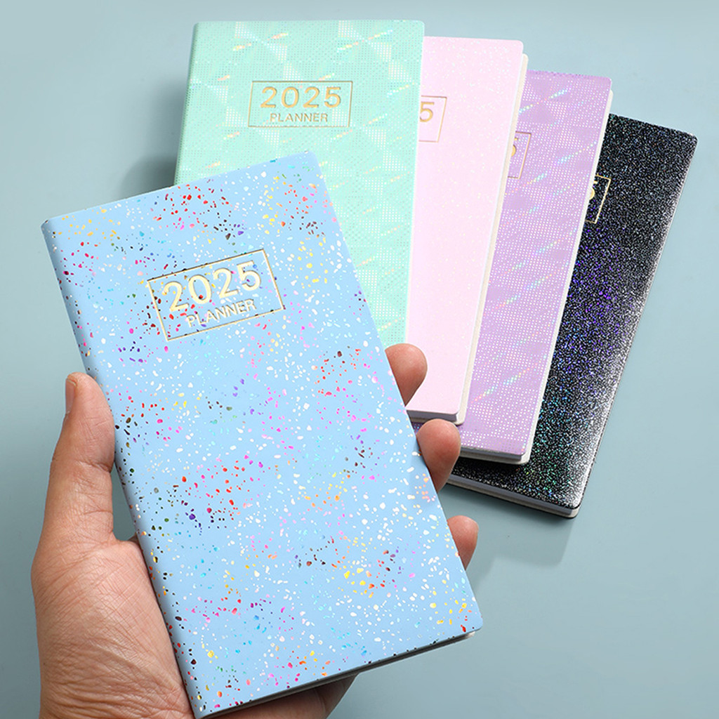 

1pc A6 English Notebook, 2025 Years Starlight Cover Weekly Calendar Notebook, Daily Planning Work Notebook