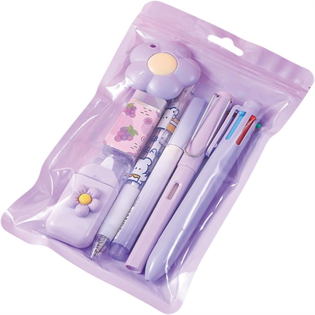 

7PCS Cute Various Stationery Set School Supplies Simple Stationery Set Student Gift Eraser Ballpoint Study Stationery Supplies