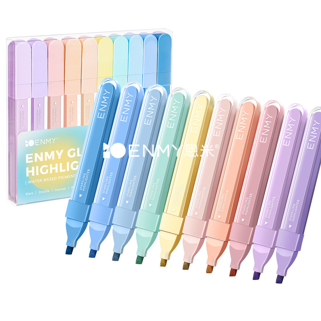

ENMY Highlighter Pen Set 10pcs Alat Tulis Kantor Sekolah, Stabilo Praktis Warna Terang, Tidak Tembus untuk Buku dan Dokumen