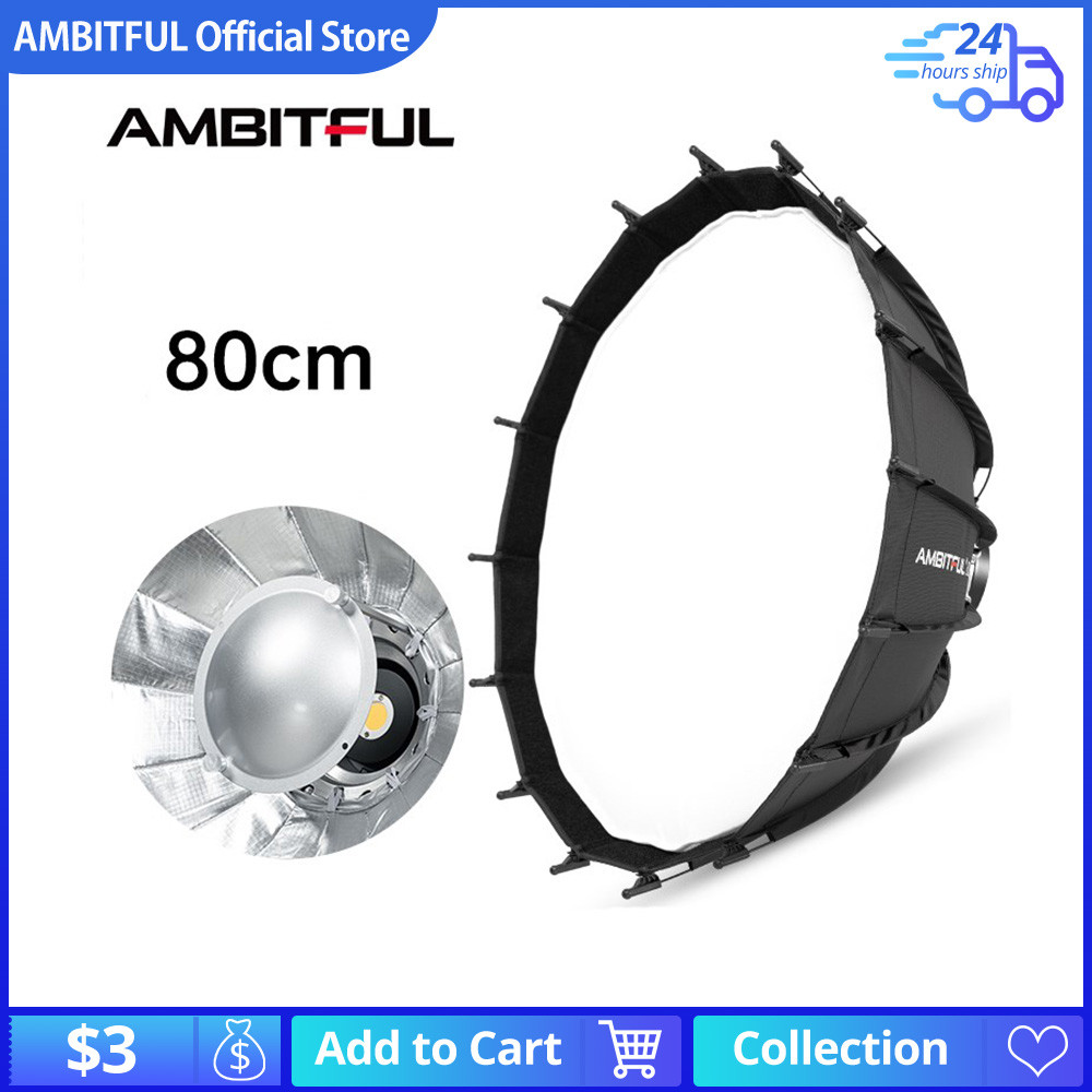 

Ambitful 80cm 31.5'' Studio Silver Wide Angle Beauty Dish Honeycomb Grid Bowens Mount for Godox SK400II QT600II SL200II VL300