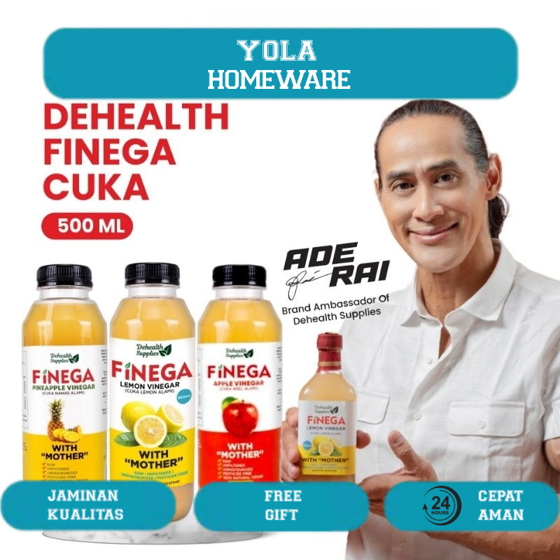 

FINEGA CUKA APEL | LEMON | NENAS - 500ml Botol PLASTIK | Dehealth Supplies