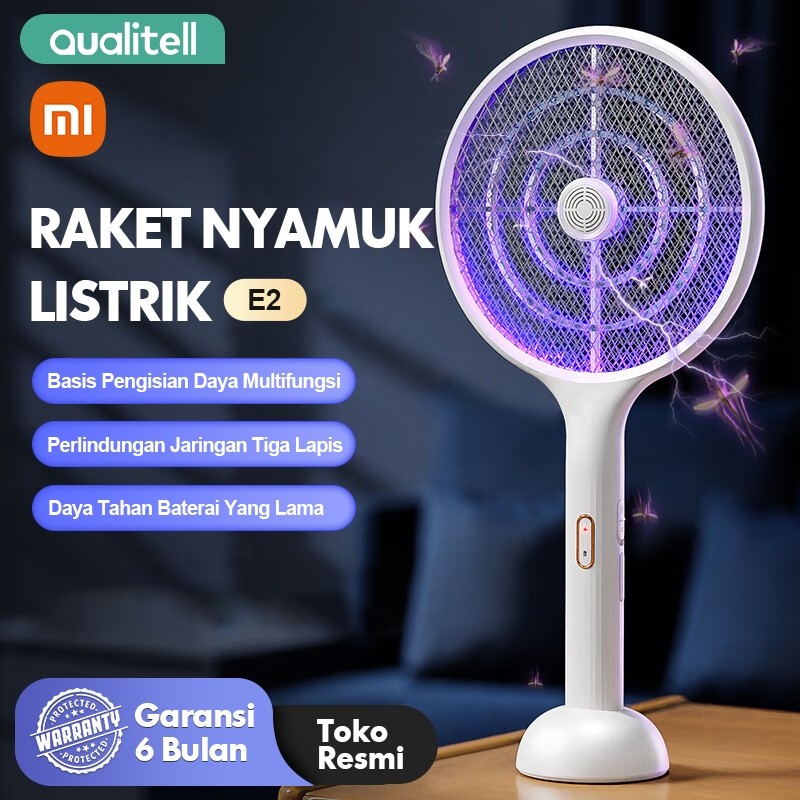 Qualitell Xiaomi Raket Nyamuk Listrik Pemukul Nyamuk Elektrik Lampu Mosquito Killer 2 IN 1
