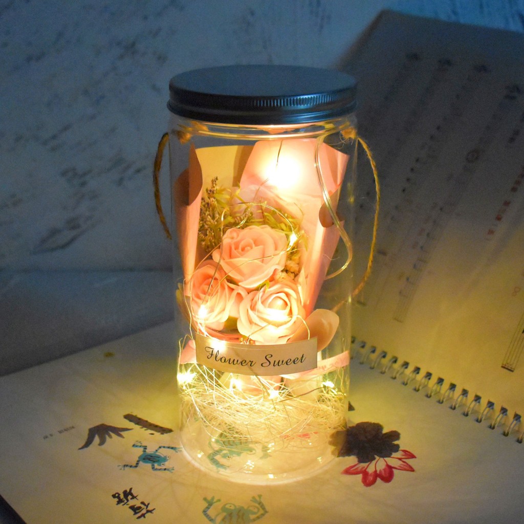 SAYU - Eternal Flower LED Dome Glass - Lampu Bunga Mawar Hias Meja Tidur, Hadiah Wedding