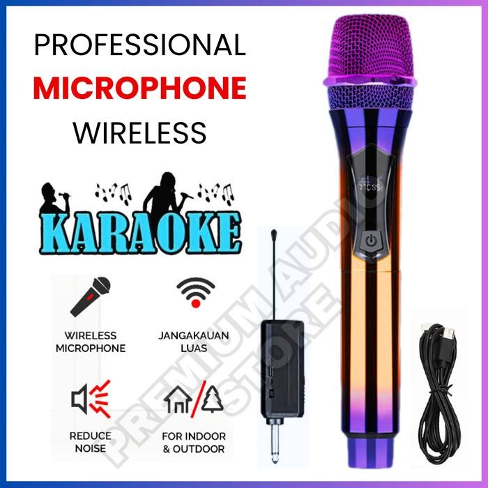 COD Microphone Wireless Digital Display FLECO M-32S Professional Karaoke Tanpa Kabel - Mic Single Re