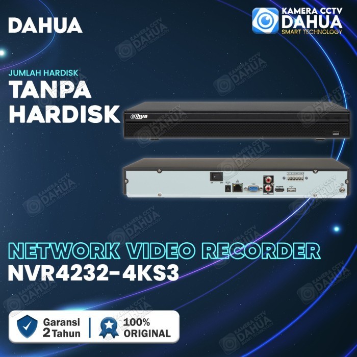 NVR DAHUA DHI-NVR4232-4KS3 12MP 32CH 32 CHANNEL 2 SLOT HDD
