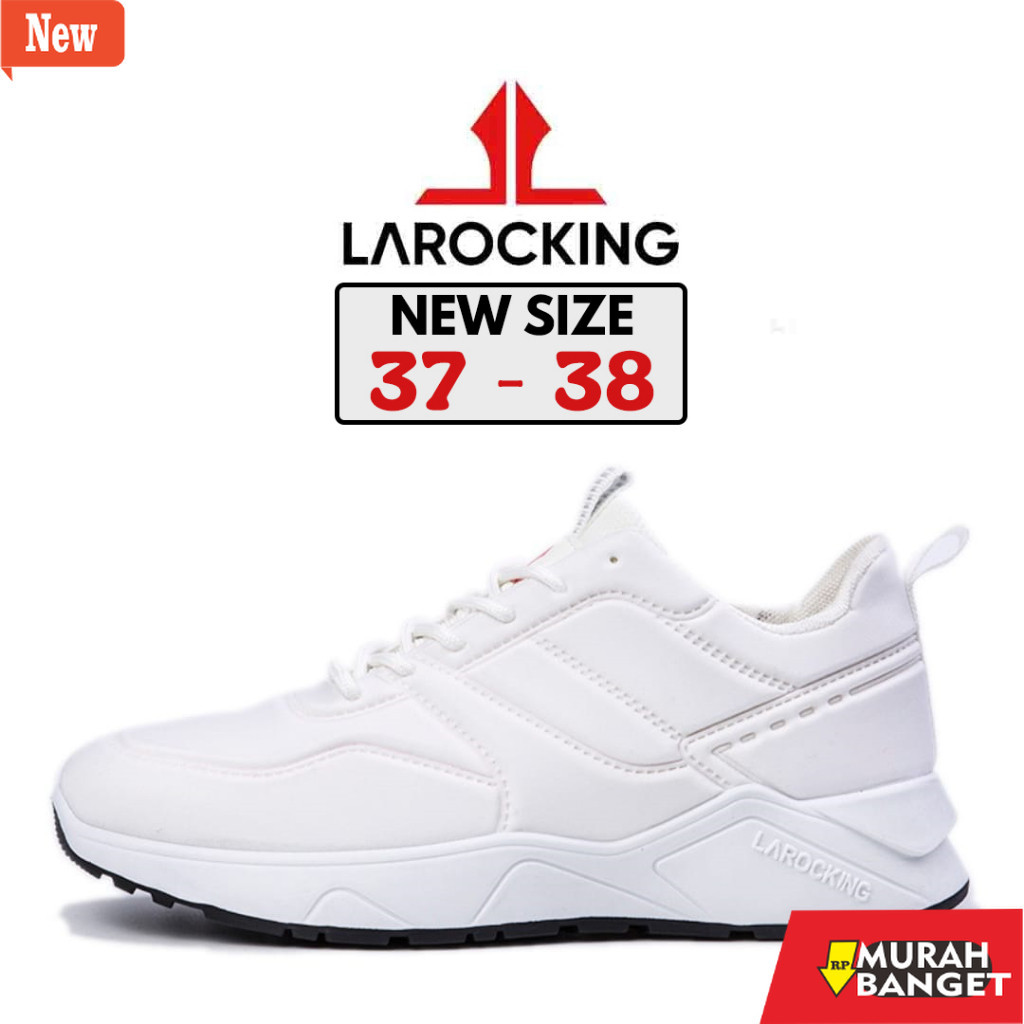 sepatu sneakers pria brand lokal Larocking - Dexter Putih Polos | Sepatu Sneakers Running Gym Shoes