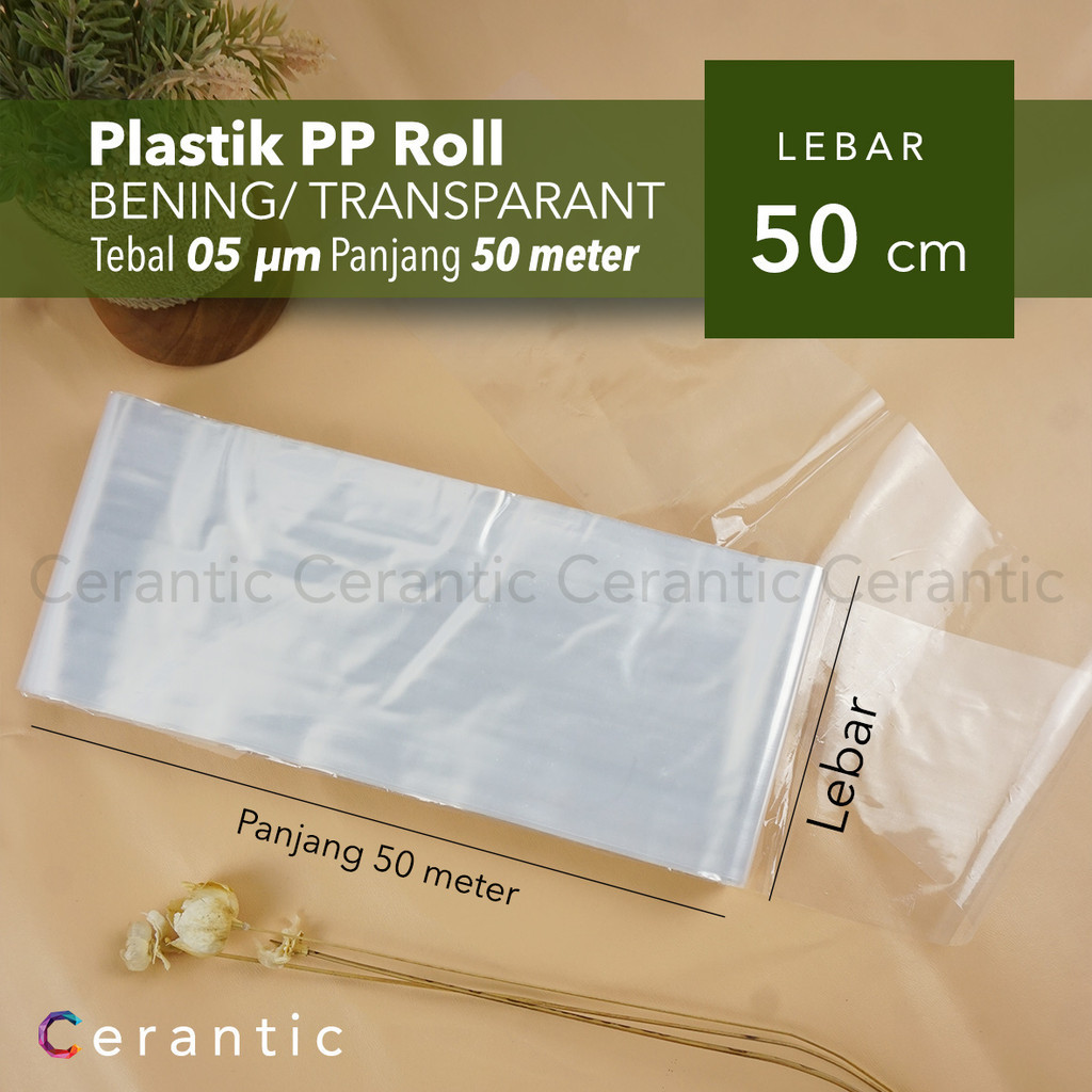 Plastik PP ROLL Lebar 50cm Tebal 05 Bening Panjang 50 m