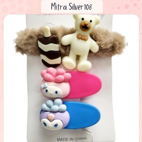 M&S Jepit Set Kunciran Anak korea style / Jedai Rambut Beruang Hairclip Fashion / Jepitan Poni kunci