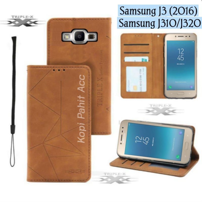 Case Samsung Galaxy J3 2016 J310 J320 Flip Cover Wallet Sarung Hp Casing Dompet Flip Magnet