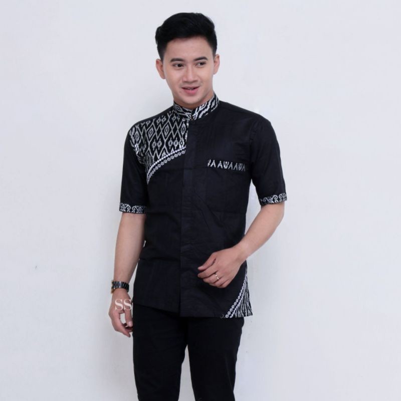BEST SELLER Baju Koko Kombinasi-Batik lengan pendek/baju pria dewasa model terbaru